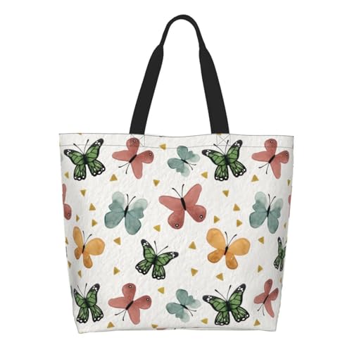 Butterflies Tote Bag for Women Large Casual Should Bag with Inside Pocket Reusable Handbag Shopping Bag for Outdoors