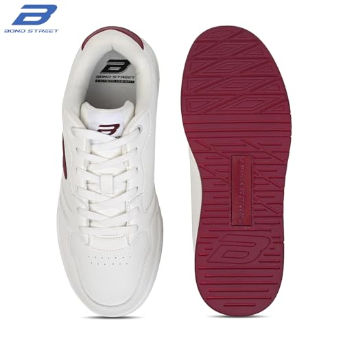 Image of Bond Street Men's White & Green Casual Sneakers | PU Upper Lace-Up Shoes for Men | Lightweight Footwear with Durable PVC Sole | Stylish & Comfortable Men's Fashion Sneakers