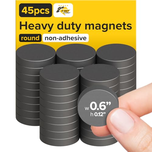Image of Ultra-Strong Ceramic Round Magnets (0.6x0.12 inch /15x3mm, 45 pcs) - Heavy Duty Magnets, Non-Corrosive, High Thermal Resistance, Versatile For Home, Office, Workshop, Whiteboard, Fridge And Hobby Use