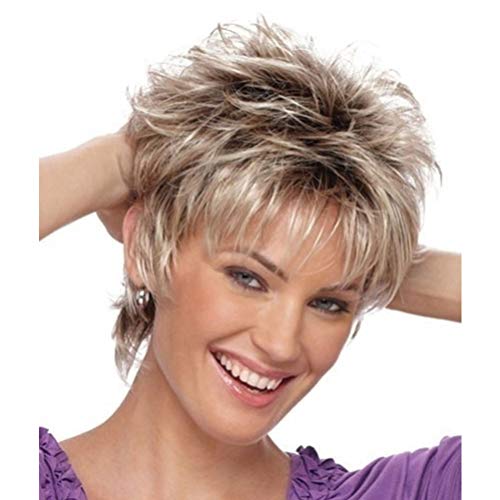 PIXNOR Senhora Velha Peruca de Cabelo Loiro Perucas Curtas Natural Diariamente Mamãe Perucas para As
