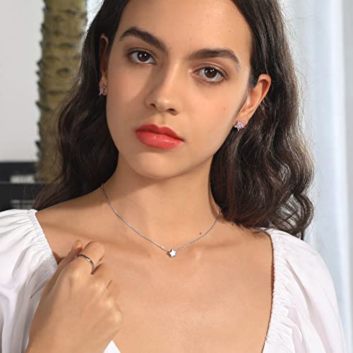 PROSILVER Dainty 925 Sterling Silver Necklace Heart/Round/Star/Moon/Triangle/Vertical Bar Pendant Necklace For Women, 16"-18" Adjustable, Come with Box2