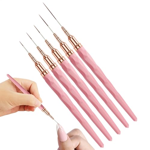 Cepillo delineador para uñas de gel | Cepillo de punta fina para uñas | Tamaños 7/9/11/15/25 mm, herramienta de punta francesa, suministros de tecnología de uñas para mujeres y niñas, salón en casa