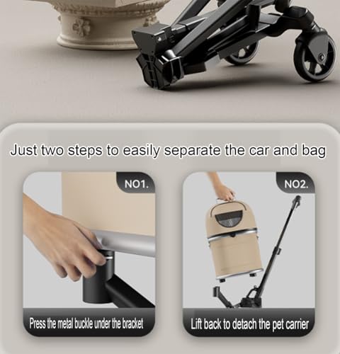 Cochecito para mascotas para perros y gatos pequeños, plegable con un clic, con toldo ajustable, ruedas de goma, cesta de almacenamiento y portavasos miniatura 3