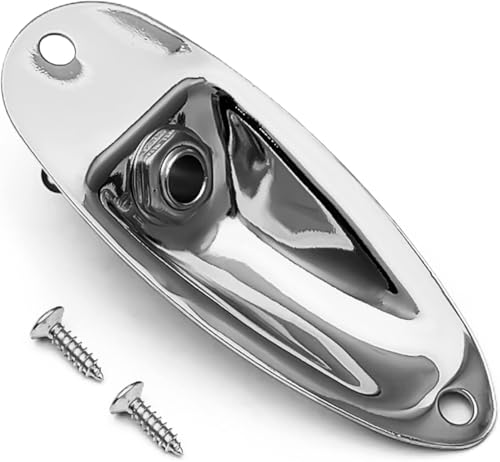 Guitar Jack Plate, Output Socket Boat Style 1/4 Inch with Screws, Chrome Metal Alloy for Fender...
