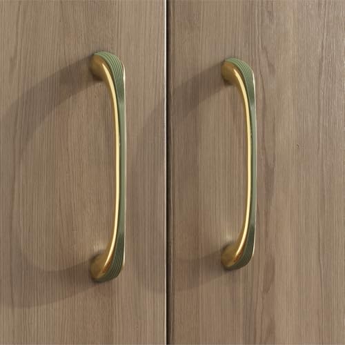 Image of LAPO 6 Inch Cabinet Handles for Kitchen, Designed for Cupboard Panels and Drawer Units, Balanced Grip Hold, Simple Screw Installation, Anti Fade Surface, Hole to Hole 13.2 cm (Green Gold, Pack of 6)