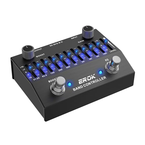 EROK EQ Pedal for Guitar Bass, 2-in-1 10-Band Equalizer & Boost, 31.25Hz-16kHz ±15dB Gain...