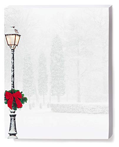 PaperDirect Winter City Elegance Holiday Papers, Christmas Stationery with Snowy City Street, Lamp Post and Wreath, 8.5 x 11, Acid-Free, Ideal for Scrapbooks, Flyers, Invites, Cards, 25 Sheets