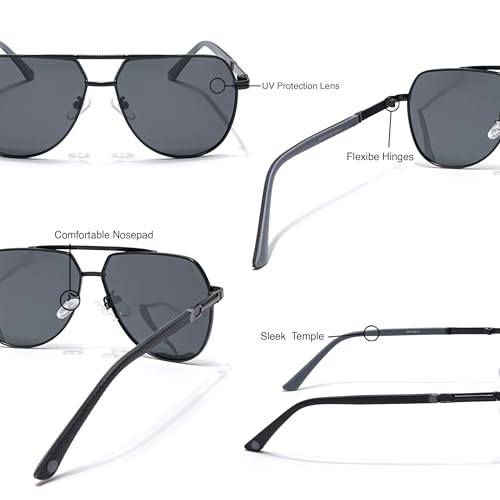 Image of EYEJACK by Voyage UV Protected & Polarized Aviator Sunglasses for Men & Women