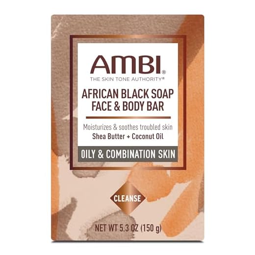 Ambi African Black Soap Face & Body Bar Cleans and Nourishes Skin Rinses Clear, 5.3oz Ounce