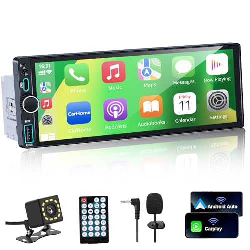 Single Din Car Stereo with Wireless Mirror Link & Apple CarPlay & Android Auto, 6.9