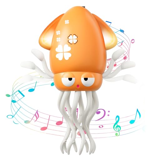 Image of Dancing Squid Baby Toy, Infant Tummy Time Toys for 3-6 Months, Interactive Crawling Octopus with Music & Lights for 6-12, 12-18 Learning Walking Toy for Toddlers 1 Year Old Boys Girls Birthday Gifts