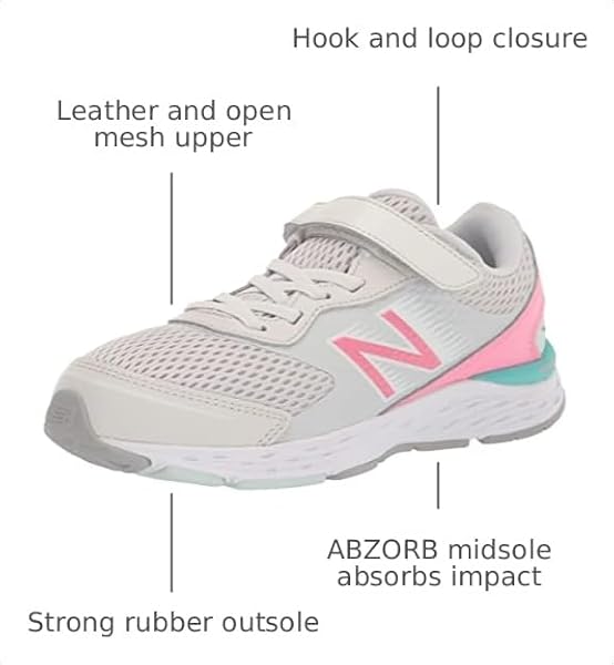 New Balance Kid's 680 V6 Hook and Loop Running Shoe, Nimbus Cloud/Bubblegum/Surf, 5.5 Big Kid - 1