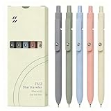 FIOVER 5pcs Gel Pens Quick Dry Ink Pens Fine Point Premium Retractable Rolling Ball Gel Pens Black Ink Smooth Writing for School Office Home