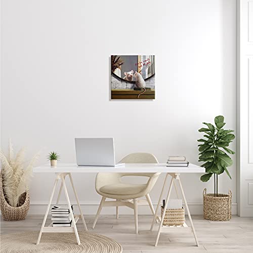 Stupell Industries AE-767_CN_17X17 Small But Mighty Sentiments Adorable Mouse In Mirror Canvas Wall Art thumb #1