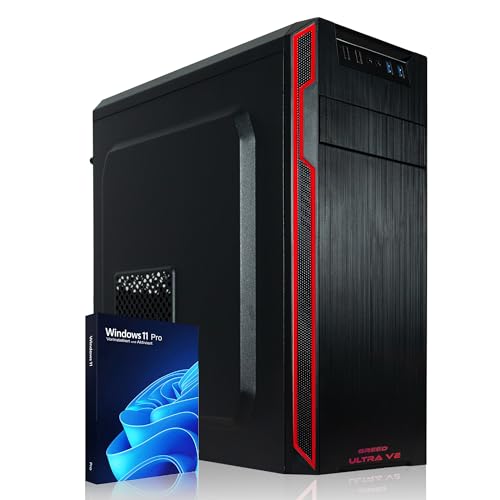 Ultra V2 PC fisso AMD Ryzen 7 5700G 8 Core - Desktop veloce computer per ufficio e casa con 4,6 GHz, 32 GB RAM/Memoria - Disco SSD da 1 TB + HDD da 1 TB - DVD+RW - USB3.1 - Wi-Fi, incl. W11 Pro