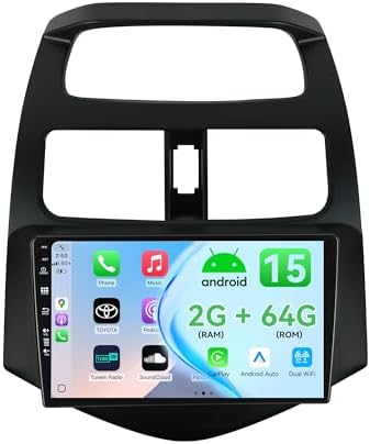 MSD 2G+64G - 9 Inch Car Stereo For Chevrolet Spark M300 (2009-2016) | Android 15 GPS Navigation Radio | Carplay Android Auto Volant Dual Band WiFi DSP DAB Bluetooth | Rear Camer | 2 Din