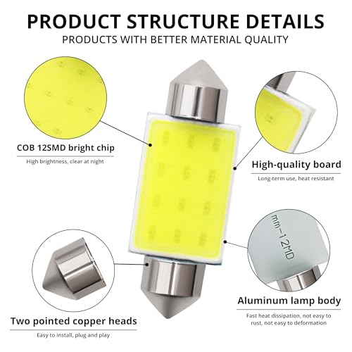 Lámpara LED Festoon 12SMD 39mm Blanco Interior Paquete x10 miniatura 4