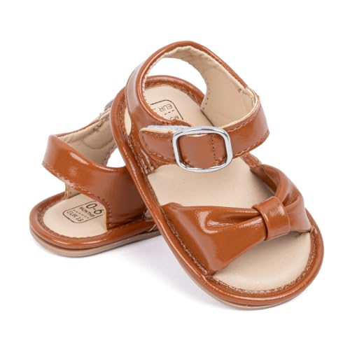 Image of HsdsBebe Baby Girls Sandals Bohemia Flower Bow Soft Sole Toddler First Walkers Beach Summer Shoes
