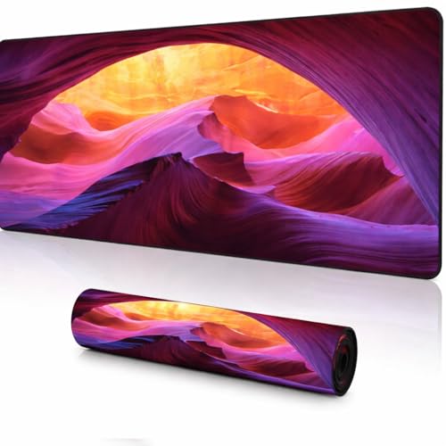Image of Saco XXL Gaming Mouse Pad for PC - Large Desk Mat 900x400x3mm, Extended Non-Slip Rubber Base, Waterproof Surface, Scenery Design, Big Keyboard Mouse Pad for Office & Home Setup