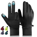 rivmount Winter Gloves Women Men for Cold Weather, Running Driving Cycling, Water-Resistant & Touch Screen, Snow Ski Gloves Liner, Warm Glove for Daily Work & Sports Outdoor(Black, Size M)