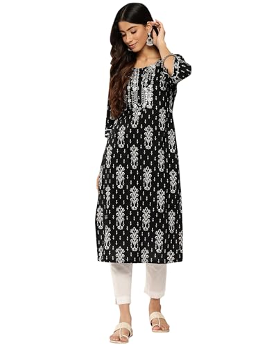 Image of Libas Embroidered Cotton Straight Kurta