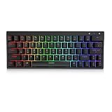 Ractous RTK63B 60% Wireless Mechanical Gaming Keyboard,RGB Blacklit PBT keycaps Type-C 63keys Blueto