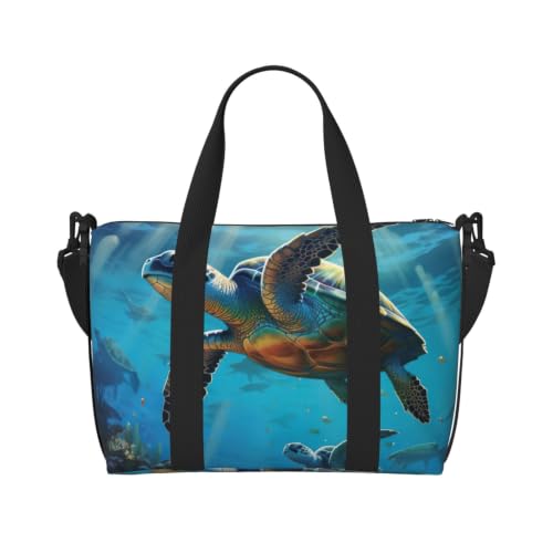 Bolsa de viaje versátil y elegante con motivos de tortugas marinas para un estilo activo