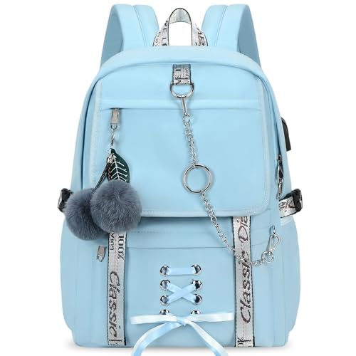 Spotted Tiger School Backpack for Girls Bookbag School Bag Aesthetic Backpack for Teen Girls Women (Blue)