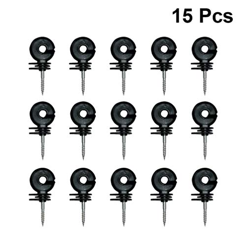 Yardwe 15 Pcs Professional Black Electric Fence Insulator Screw-in Insulator Fence Ring Post Wood Post Insulator