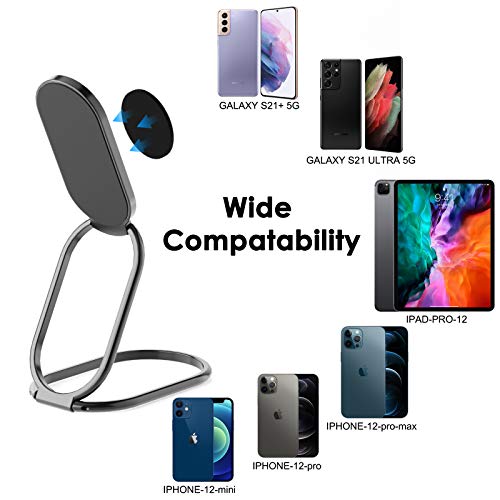 Phone Ring Holder Finger Kickstand, 360° Rotation Metal Phone Grip for Magnetic Car Mount Foldable Cell Phone Stand Compatible with All Smartphones