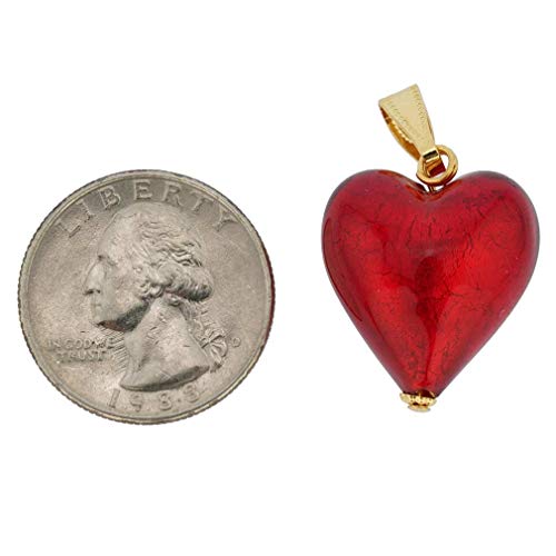Glass Of Venice Murano Glass Heart Pendant Necklace Fire Red with Gold for Women - Handmade in Italy4