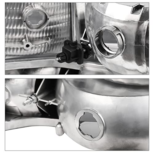 M-Auto Head Lights & Corner Lamps Assembly Compatible With 1992 1993 1994 1995 1996 Ford Bronco F150 F250 F350 Pickup Truck, Left And Right Chrome Housing Clear Corner Headlamps + Bumper Lights #TOP6