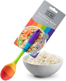 Taylors Eye Witness Mini Silicone Rainbow Stirring Spoon - Dishwasher Safe, Heat Resistant 260°C/500°F. Perfect for Non-Stick Pans. Small Enough for Jars. Odour & Stain Resistant. 5 Year Guarantee.