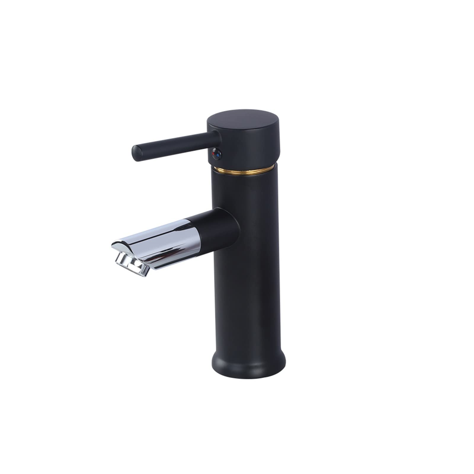 Mitigeur lavabo salle de bains noir mat robinet laiton eau chaude froide sur pont