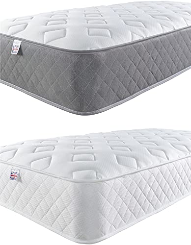 Aspire Beds 20,3 cm Tiefe Doppel-Komfortschichten & AC Aspire-Cool Touch Diamant-Schlaffläche Hybrid Bonell-Federkernmatratze & Memory-Schaum, graue Bordüre, 60 cm kleines Einzelbett (70 x 180 cm) Aspire Beds 20,3 cm Tiefe Doppel-Komfortschichten & AC Aspire-Cool Touch Diamant-Schlaffläche Hybrid Bonell-Federkernmatratze & Memory-Schaum, graue Bordüre, 60 cm kleines Einzelbett (70 x 180 cm)