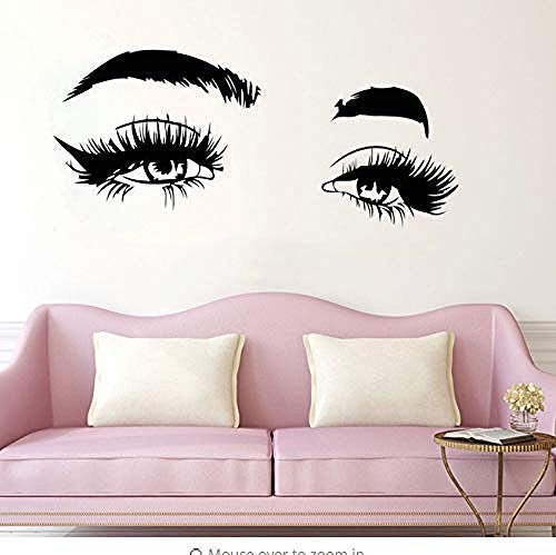 Preisvergleich Produktbild Wandtattoos Wandsticker Kunst Wimpern Make-Up Wandtattoo Kosmetik Microblading Vinyl Wimpern Augenbrauen Wandmalerei Beauty Salon Dekoration 97X42cm
