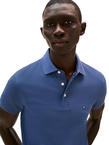 Image of Tommy Hilfiger Men's Short Sleeve Polo Shirts in Slim Fit with Stretch and Organic Pique Cotton
