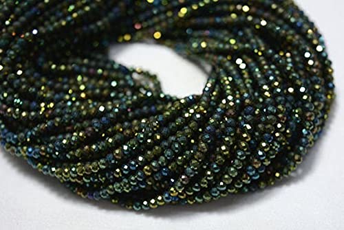 Perles pyrite verte mystique 3mm pour colliers de mariage et soirées