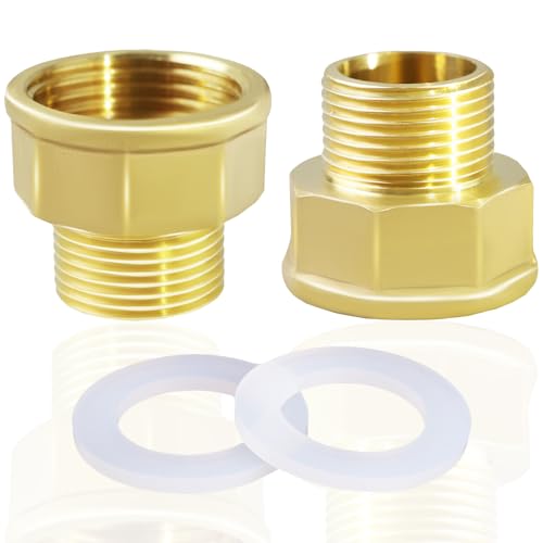 HENGLUO Reduzierstück 1 Zoll auf 3/4 Zoll 2 Stück Messing Reduzierung AG Ø26mm× IG Ø33mm Reduziernippe für Wasserleitungen