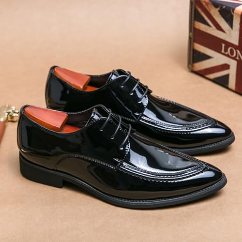 Men's Patent Leather Oxfords - Lace-Up Formal Tuxedo Shoes, Sharp & Elegant for Wedding, Business & Formal Events, Elevate Your Groom/Business Look2