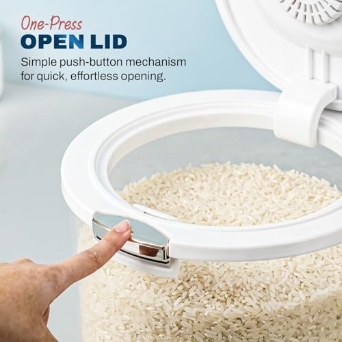 Image of Zuhi Airtight Grocery Storage Box for Kitchen | Moisture-Proof BPA-Free Kitchen Food Storage Jar for Rice, Cereals, Grains & Pulses | Transparent BPA-Free Container with Flip Lid (15 Kg)