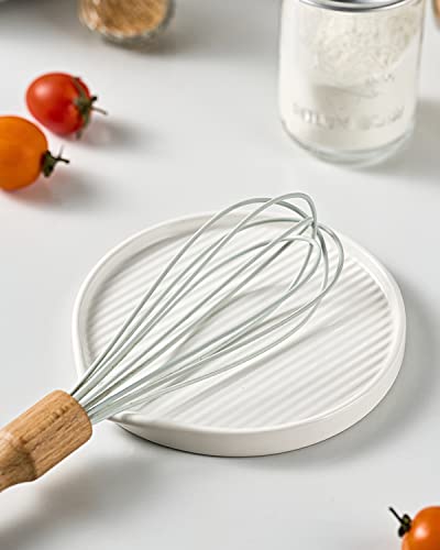 Getstar Spoon Rest For Stove Top, 5.5” White Ceramic Spoon Holder For Kitchen Counter, Scratch Resistant & Dishwasher Safe #TOP5
