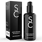  SKIN COMPLIMENTS – Gel de aloe vera orgánico – Hidratación natural y after sun con ácido hialurónico, pantenol, espirulina – Botella de cristal violeta 200ml – Cosméticos naturales – Made in Germany
