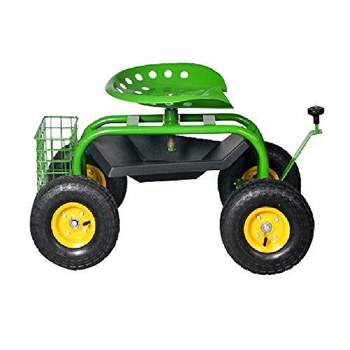 Preisvergleich Produktbild LARS360 Gartenwagen Mit Drehbar Arbeitssitz und Richtungs-Joystick Gartengerät mobiler Gartensitz Gartenhelfer Rollwagen bis 150kg belastbar Werkstattwagen für Haushalt Garten Werkstatt