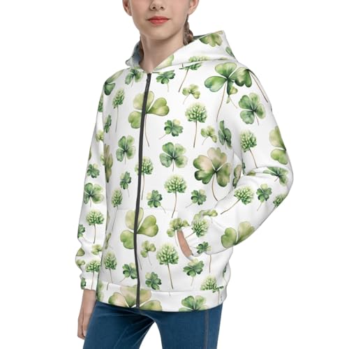 St Patrick's Day3 Kid Hoodies Boys Zip Up Sweatshirts Girls Pullover with Pocket