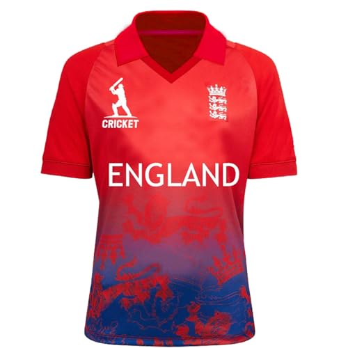 LTG PRO Cricket T-Shirt Sports Jersey – Men Women Unisex Short Sleeve Cricket Shirt for Australia India Pakistan England Afghanistan Sri Lanka – Breathable Sportswear (England (Extra Large))