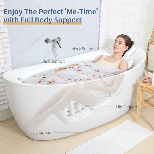 Luxury Bath Cushion, Full Body Bathtub Pillow with 160 Suction Cups, Bath Mat for Head and Neck Support, with Laundry Bag (White, 51.2" x 16.2") - Image 4