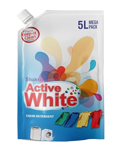 Active White Liquid Detergent - 5L Mega Pack | Lavender Fragrance | Front Load & Top Load Machine Wash & Bucket Wash Expert | Powerful Stain Removal | Gentle on Clothes | Value Family Refill Pack
