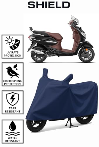 Image of Shield Heavy Duty Scooty Cover for Hero Pleasure | All-Season, Tear-Proof Fabric | with Side Mirror Pocket & Buckle Belt | Hero Pleasure Scooty Cover