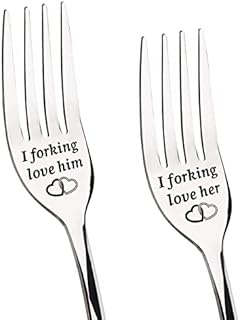 Anniversary Wedding Gifts for Her and Him Dinner Forks, Stainless Steel Forks Pack of 2 Set, Valentines Gifts for Him Her, Birthday Christmas Wedding Gifts for Couple Lovers - His and Hers Gifts